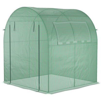 Garden Greenhouse 180x180x200 cm Small Tunnel Greenhouse with Roll-Up Door and Mesh Window for Growing Plants Flowers
