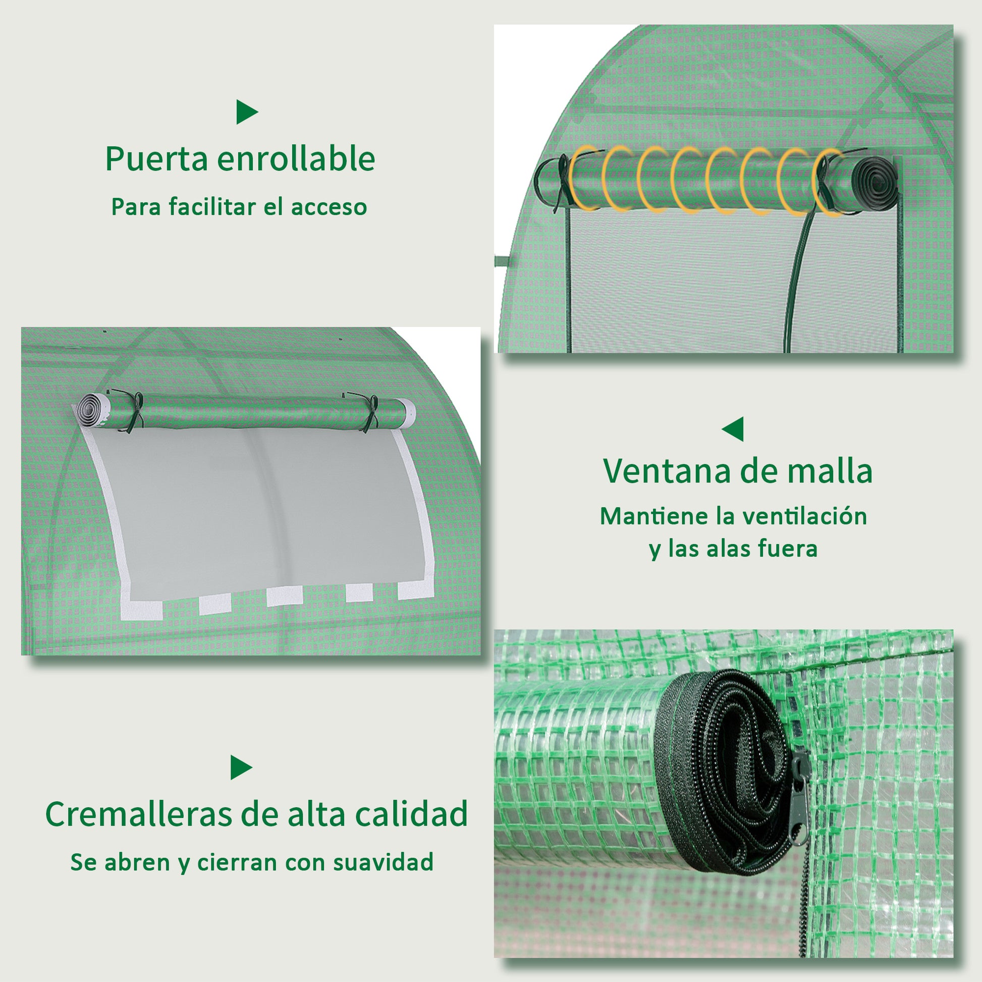 Garden Greenhouse 180x180x200 cm Small Tunnel Greenhouse with Roll-Up Door and Mesh Window for Growing Plants Flowers