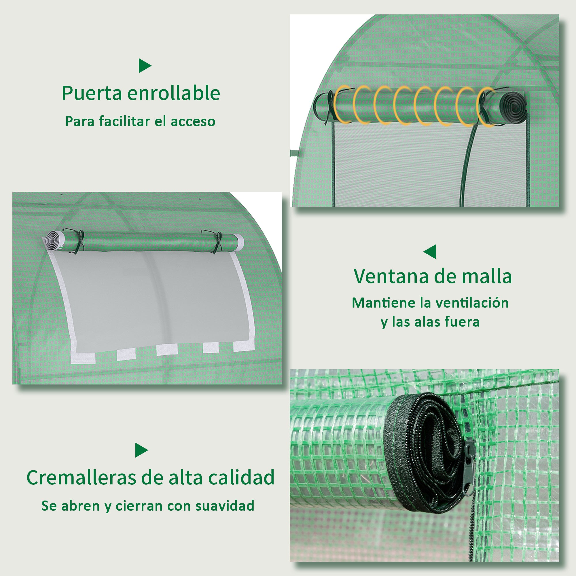 Garden Greenhouse 180x180x200 cm Small Tunnel Greenhouse with Roll-Up Door and Mesh Window for Growing Plants Flowers