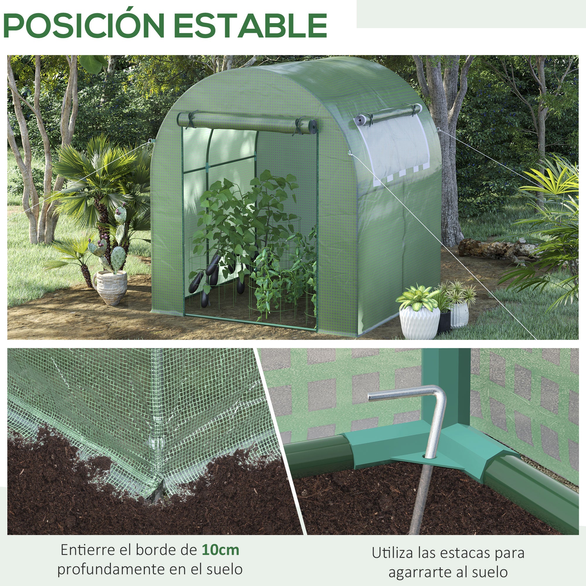 Garden Greenhouse 180x180x200 cm Small Tunnel Greenhouse with Roll-Up Door and Mesh Window for Growing Plants Flowers