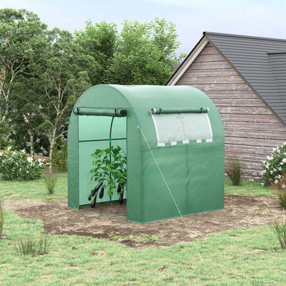 Garden Greenhouse 180x180x200 cm Small Tunnel Greenhouse with Roll-Up Door and Mesh Window for Growing Plants Flowers