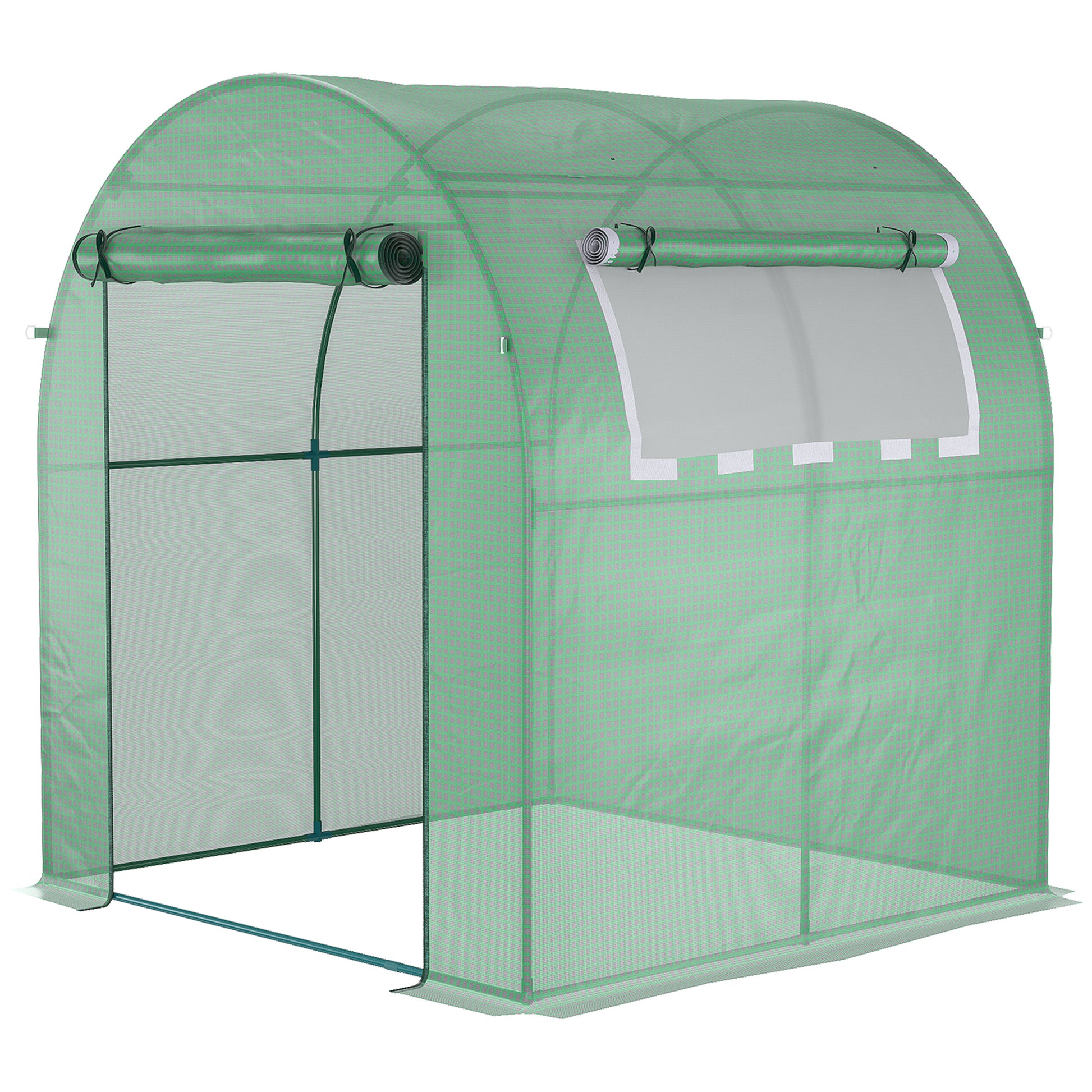 Garden Greenhouse 180x180x200 cm Small Tunnel Greenhouse with Roll-Up Door and Mesh Window for Growing Plants Flowers
