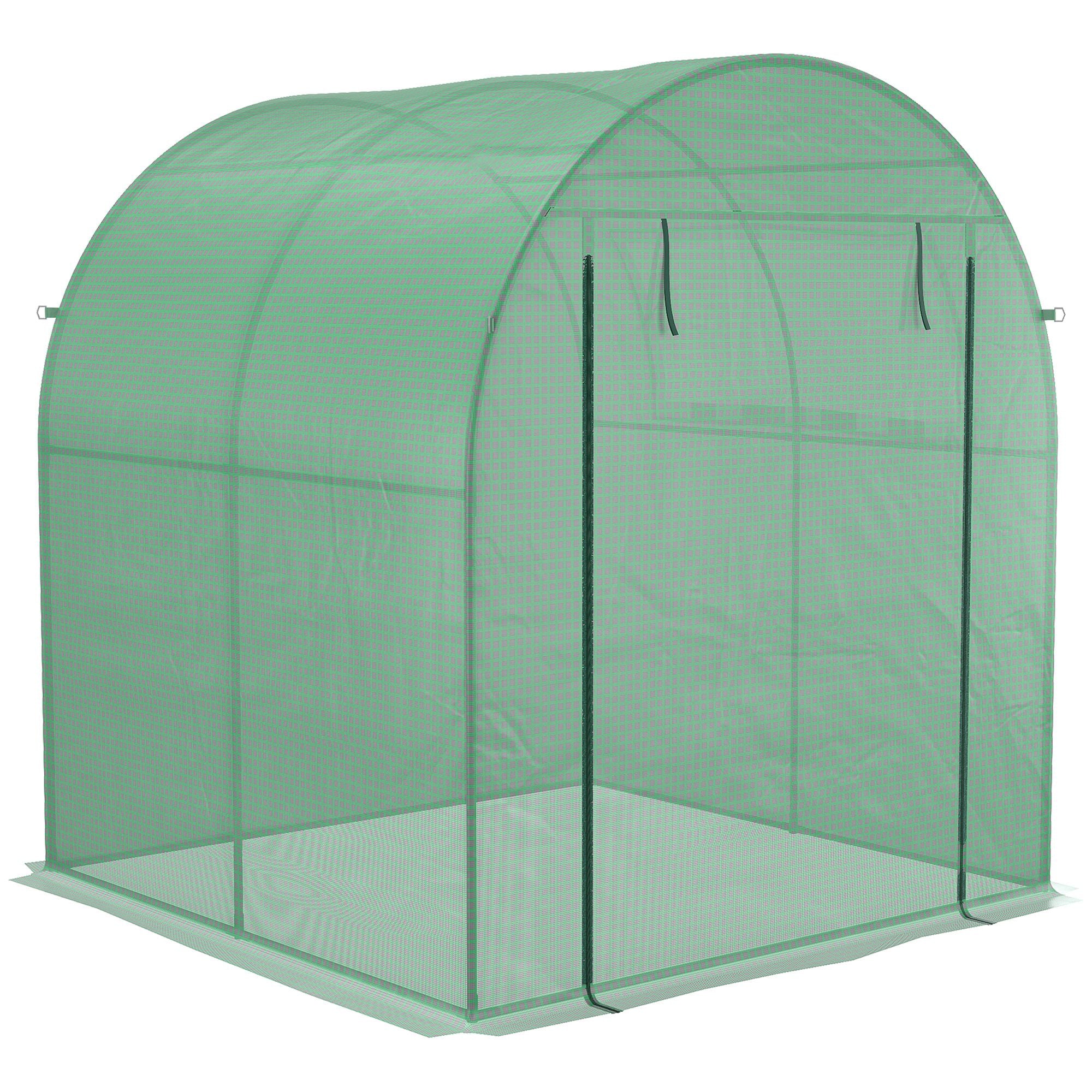 Garden Greenhouse 180x180x200 cm Small Tunnel Greenhouse with Roll-Up Door and Mesh Window for Growing Plants Flowers