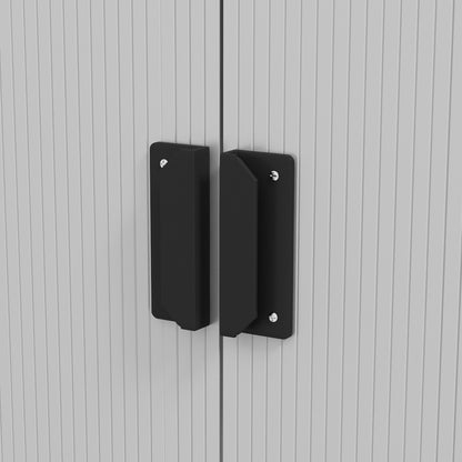 Garden Shed 5 m² with Foundation, 4 Air Vents, and 2 Sliding Doors, Steel Tool Shed, 277x195x192 cm, Silver