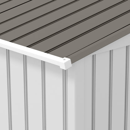 Garden Shed 5 m² with Foundation, 4 Air Vents, and 2 Sliding Doors, Steel Tool Shed, 277x195x192 cm, Silver