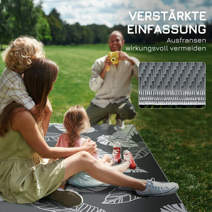 Outdoor Carpet, Camping Mat with Reversible Design, Weatherproof Plastic Rug for Balcony, Terrace, Gray+White, 182 x 274 cm