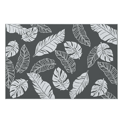 Outdoor Carpet, Camping Mat with Reversible Design, Weatherproof Plastic Rug for Balcony, Terrace, Gray+White, 182 x 274 cm