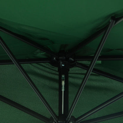 Half Umbrella - Balcony Umbrella 5 Metal Ribs 2.93 x 1.5 x 2.49 m High Density Polyester Green