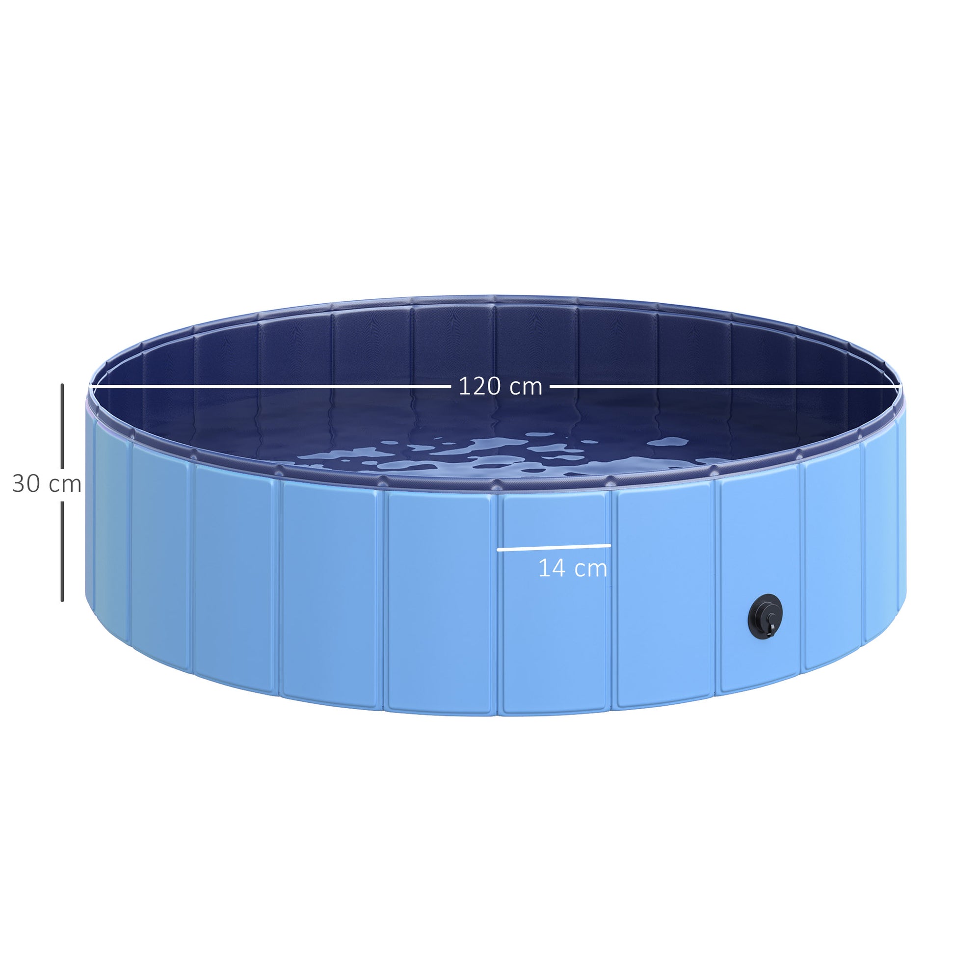 Foldable Dog Bath Tub Dog Pool Paddling Pool Swimming Pool Water Basin for Dogs and Cats Swimming Pool Plastic+Wood Blue Ø120 x H30 cm