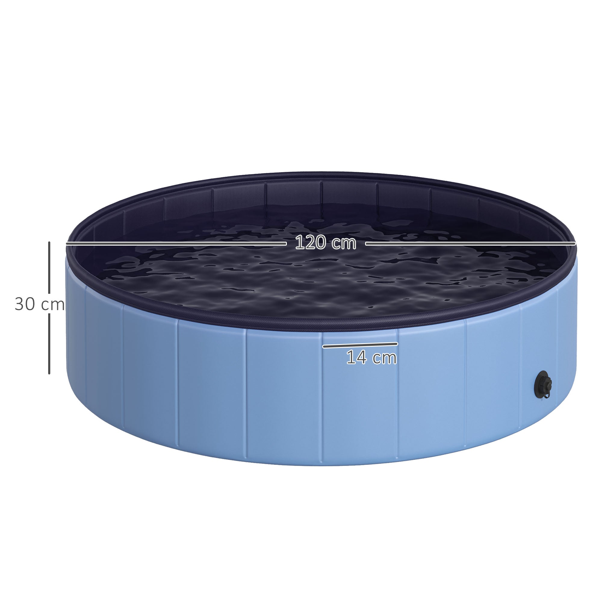 Foldable Dog Bath Tub Dog Pool Paddling Pool Swimming Pool Water Basin for Dogs and Cats Swimming Pool Plastic+Wood Blue Ø120 x H30 cm