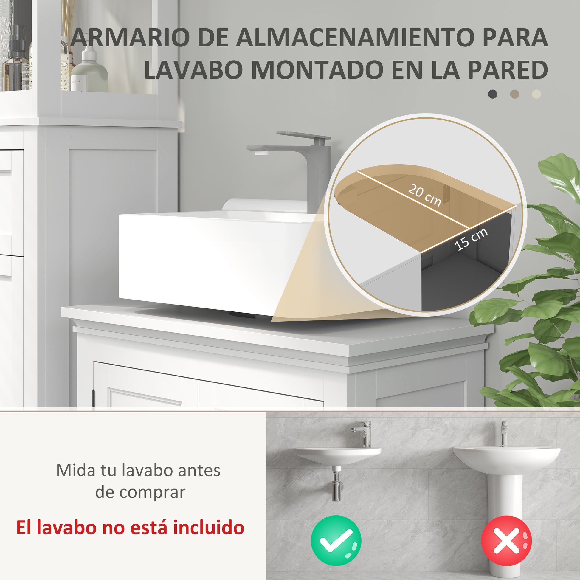 Under Sink Cabinet Modern Bathroom Vanity Unit with Adjustable Shelf and Magnetic Doors 60x30x60 cm White