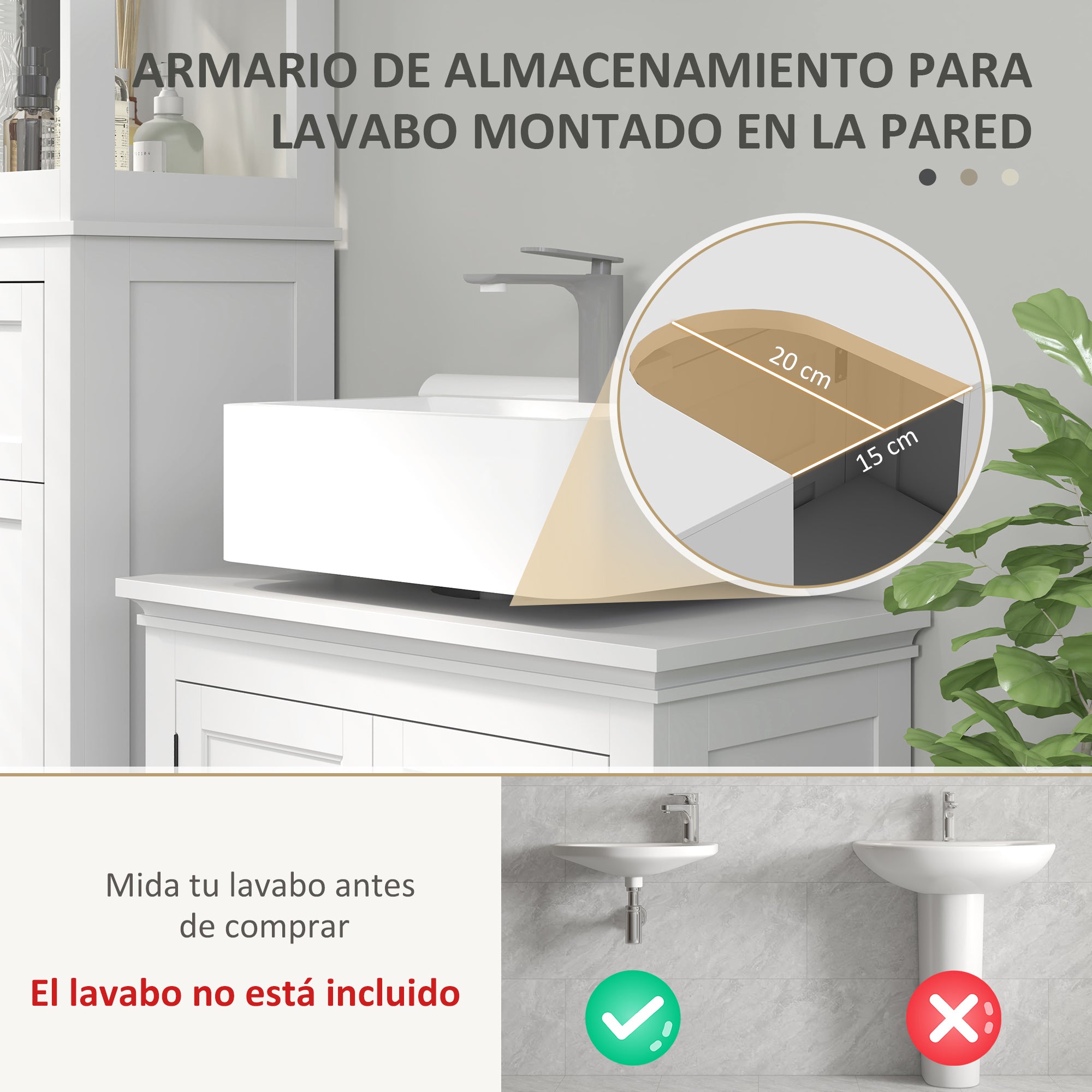 Under Sink Cabinet Modern Bathroom Vanity Unit with Adjustable Shelf and Magnetic Doors 60x30x60 cm White