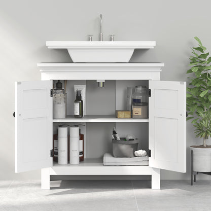 Under Sink Cabinet Modern Bathroom Vanity Unit with Adjustable Shelf and Magnetic Doors 60x30x60 cm White