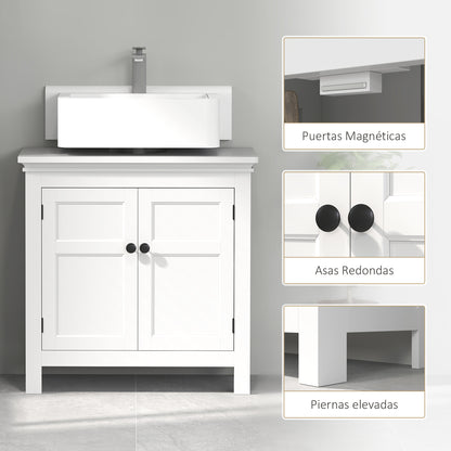 Under Sink Cabinet Modern Bathroom Vanity Unit with Adjustable Shelf and Magnetic Doors 60x30x60 cm White