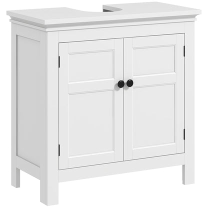 Under Sink Cabinet Modern Bathroom Vanity Unit with Adjustable Shelf and Magnetic Doors 60x30x60 cm White