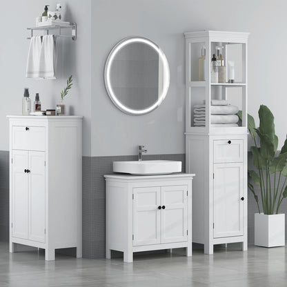 Under Sink Cabinet Modern Bathroom Vanity Unit with Adjustable Shelf and Magnetic Doors 60x30x60 cm White