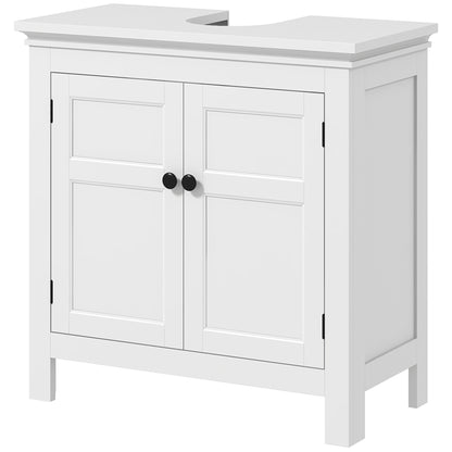 Under Sink Cabinet Modern Bathroom Vanity Unit with Adjustable Shelf and Magnetic Doors 60x30x60 cm White