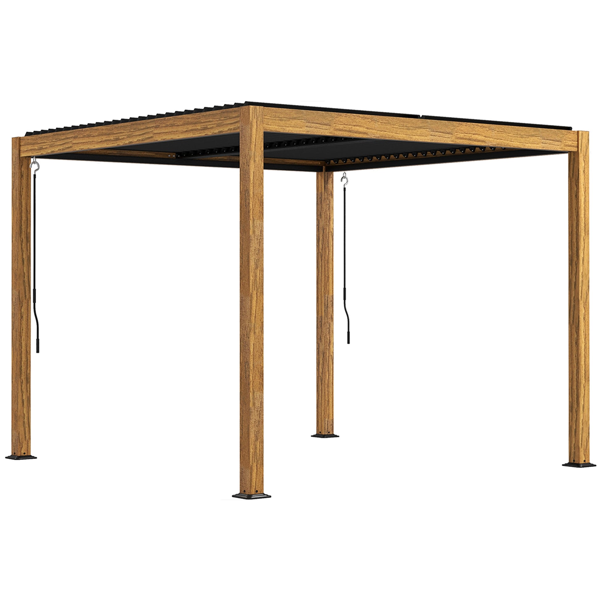 Pergola, approx. 3 x 3 m Pavilion, Garden Pavilion, UV Protection, Patio Cover with Adjustable Roof, for Yard, Balcony, Aluminum, Natural