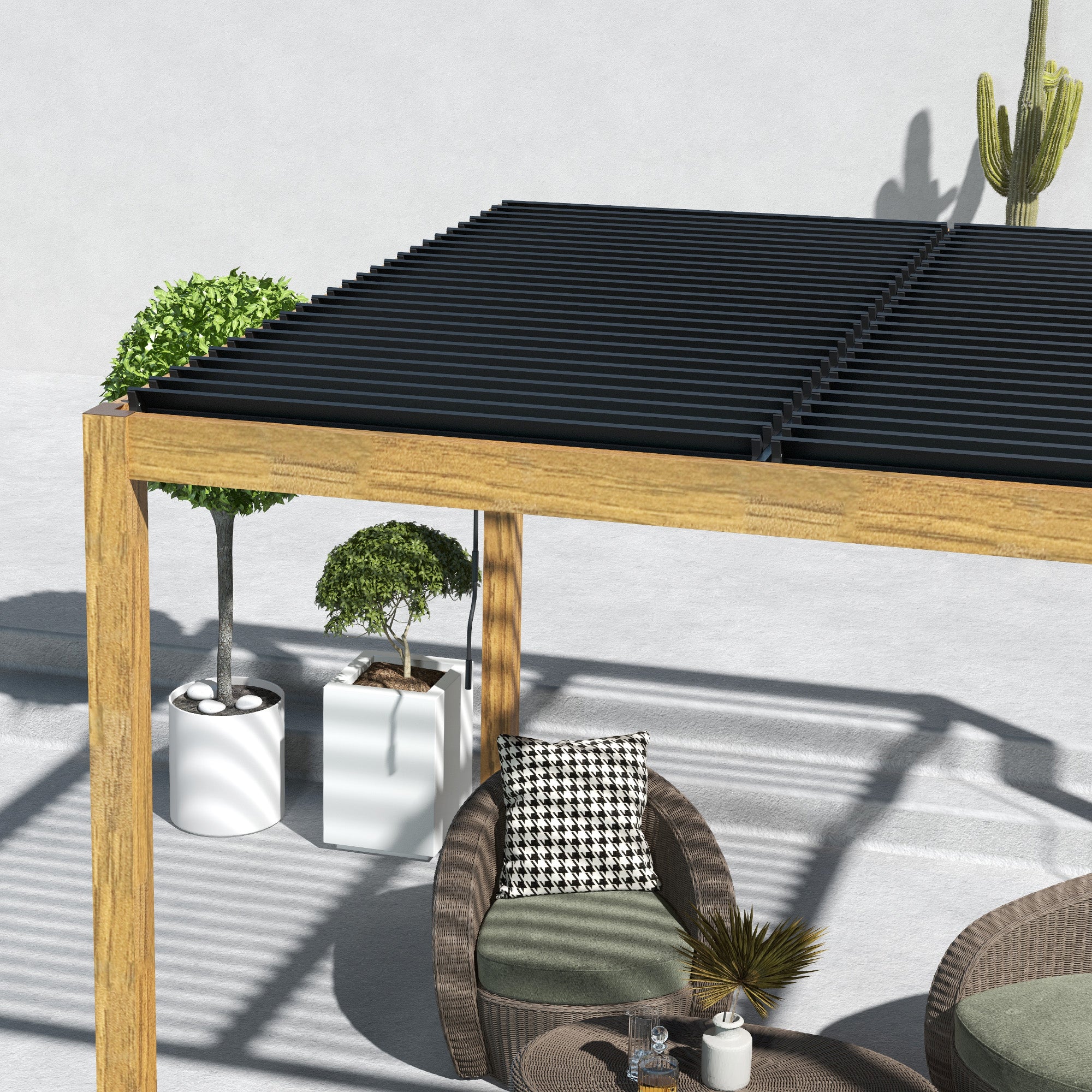 Pergola, approx. 3 x 3 m Pavilion, Garden Pavilion, UV Protection, Patio Cover with Adjustable Roof, for Yard, Balcony, Aluminum, Natural