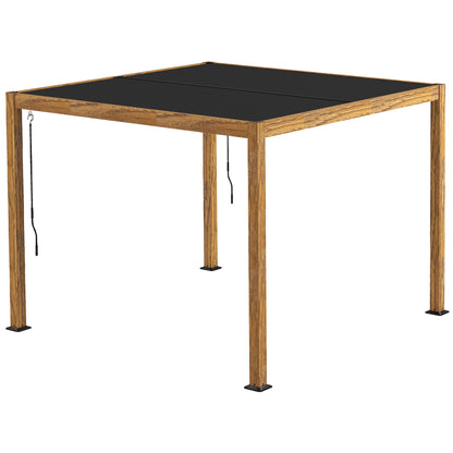 Pergola, approx. 3 x 3 m Pavilion, Garden Pavilion, UV Protection, Patio Cover with Adjustable Roof, for Yard, Balcony, Aluminum, Natural