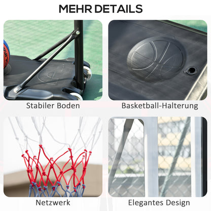 Basketball Stand with Wheels 83x55cm Backboard, Portable Basketball Hoop with Stand, adjustable Hoop Height 156 to 210 cm, Basketball System for Kids Teenagers, for Outdoor Use