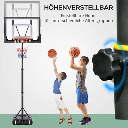 Basketball Stand with Wheels 83x55cm Backboard, Portable Basketball Hoop with Stand, adjustable Hoop Height 156 to 210 cm, Basketball System for Kids Teenagers, for Outdoor Use