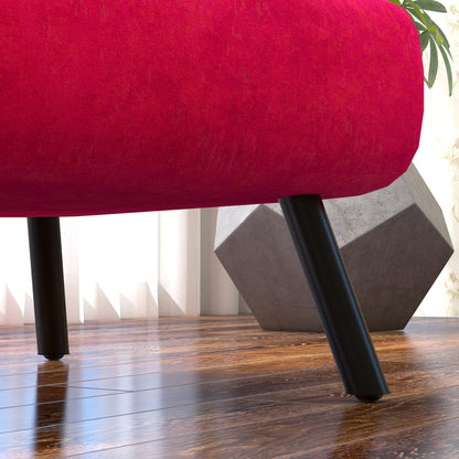 5-Level Adjustable Backrest Sofa Bed with Cushions for Living Room, Upholstered Fabric, Steel and Wood, 63x73x81 cm, Red