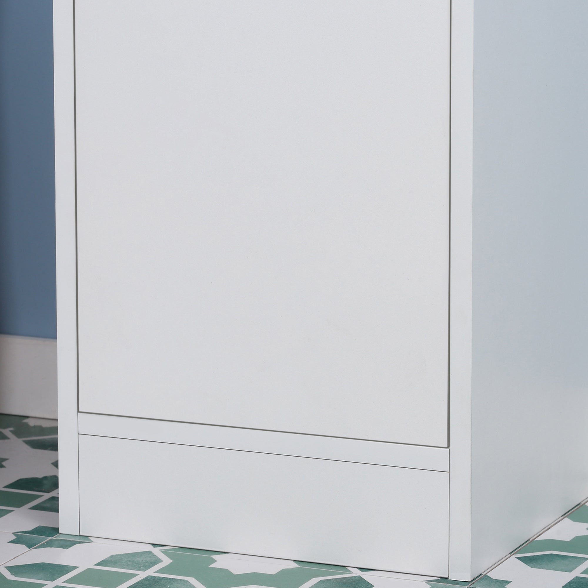 Bathroom Space Saver Cabinet with Mirror and Pressure Opening, Multi-Purpose Wooden Bathroom Cabinet, 30x28x170cm, White