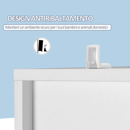 Bathroom Space Saver Cabinet with Mirror and Pressure Opening, Multi-Purpose Wooden Bathroom Cabinet, 30x28x170cm, White