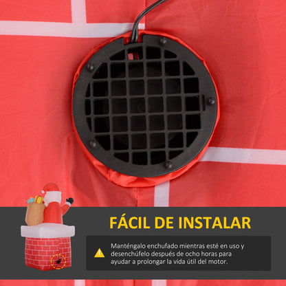 Inflatable Santa Claus with Gift Bag Coming out of a Chimney Christmas Inflatable Decoration with LED Lights for Outdoor Red