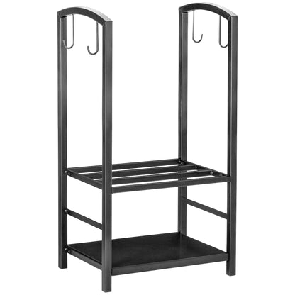 Metal Firewood Rack 40 x 30 x 74.5 cm Log Storage Helper Steel Frame up to 100kg Firewood Stand Outdoor Wood Rack Firewood Storage for Garden Patio Outside Black