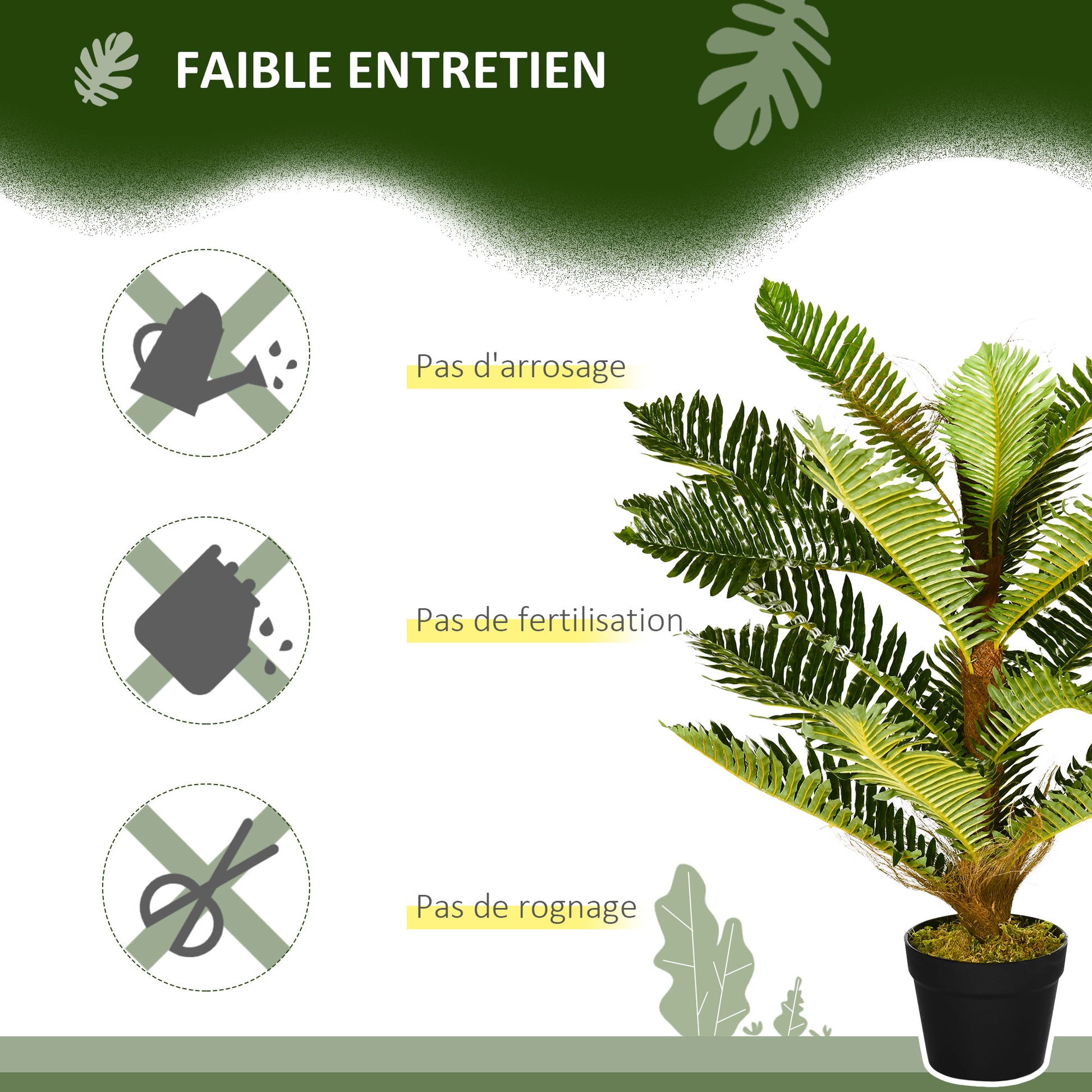 Artificial Palm Tree Plant 85 cm with 18 Large Realistic Leaves Pot Included
