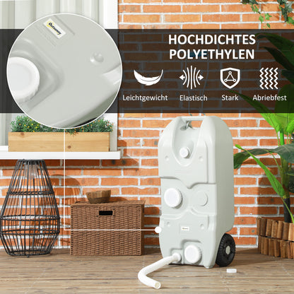 40 L Wastewater Roll Tank Wastewater Tank Motorhome Roll Tank with Handle, Camping Water Canister with Tap, Portable Multi-Purpose Canister, HDPE, Grey