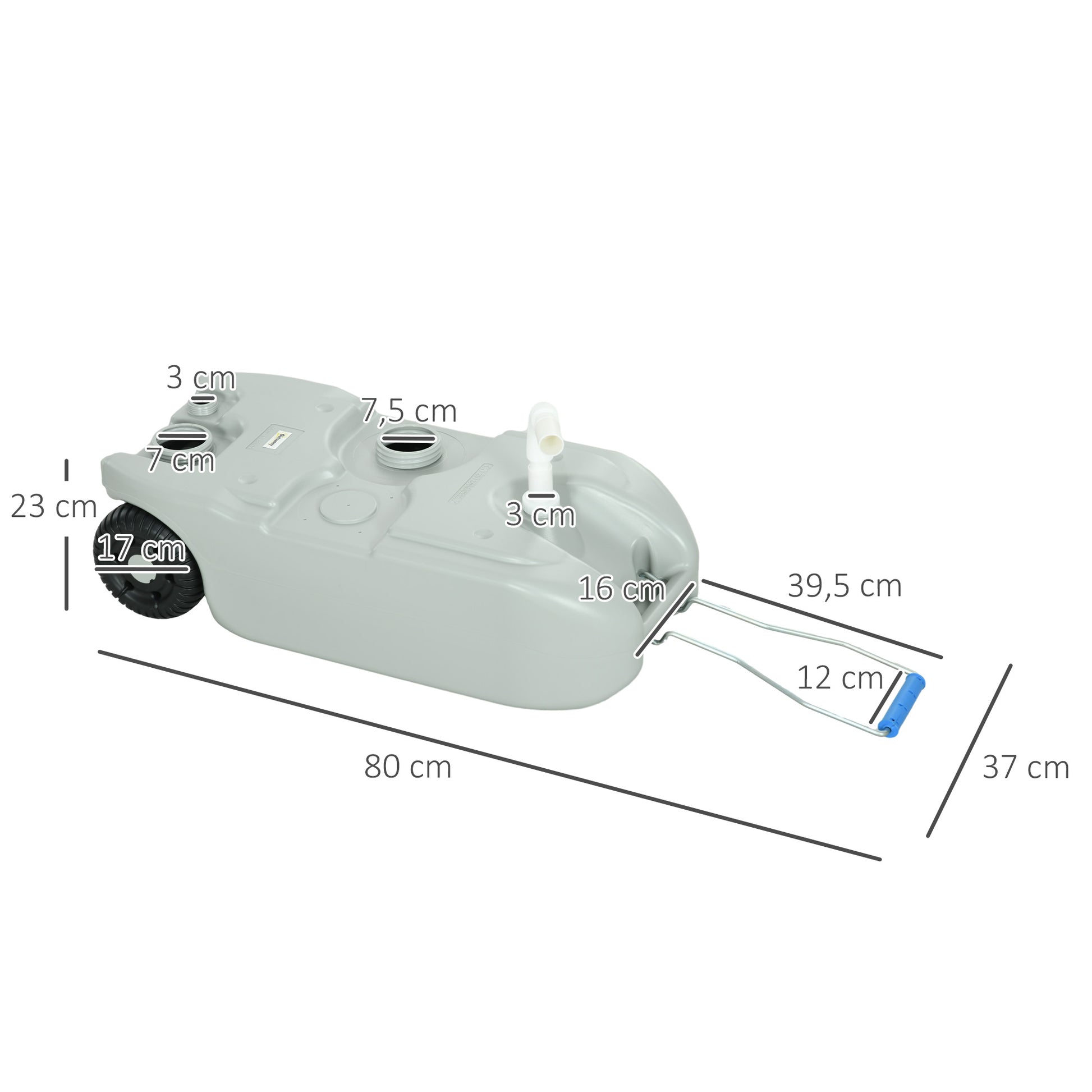 40 L Wastewater Roll Tank Wastewater Tank Motorhome Roll Tank with Handle, Camping Water Canister with Tap, Portable Multi-Purpose Canister, HDPE, Grey