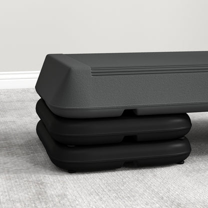 SPORTNOW Adjustable Height 3 Levels Aerobic Fitness Stepper 10/15/20 cm Non-Slip Plastic Surface, Gray