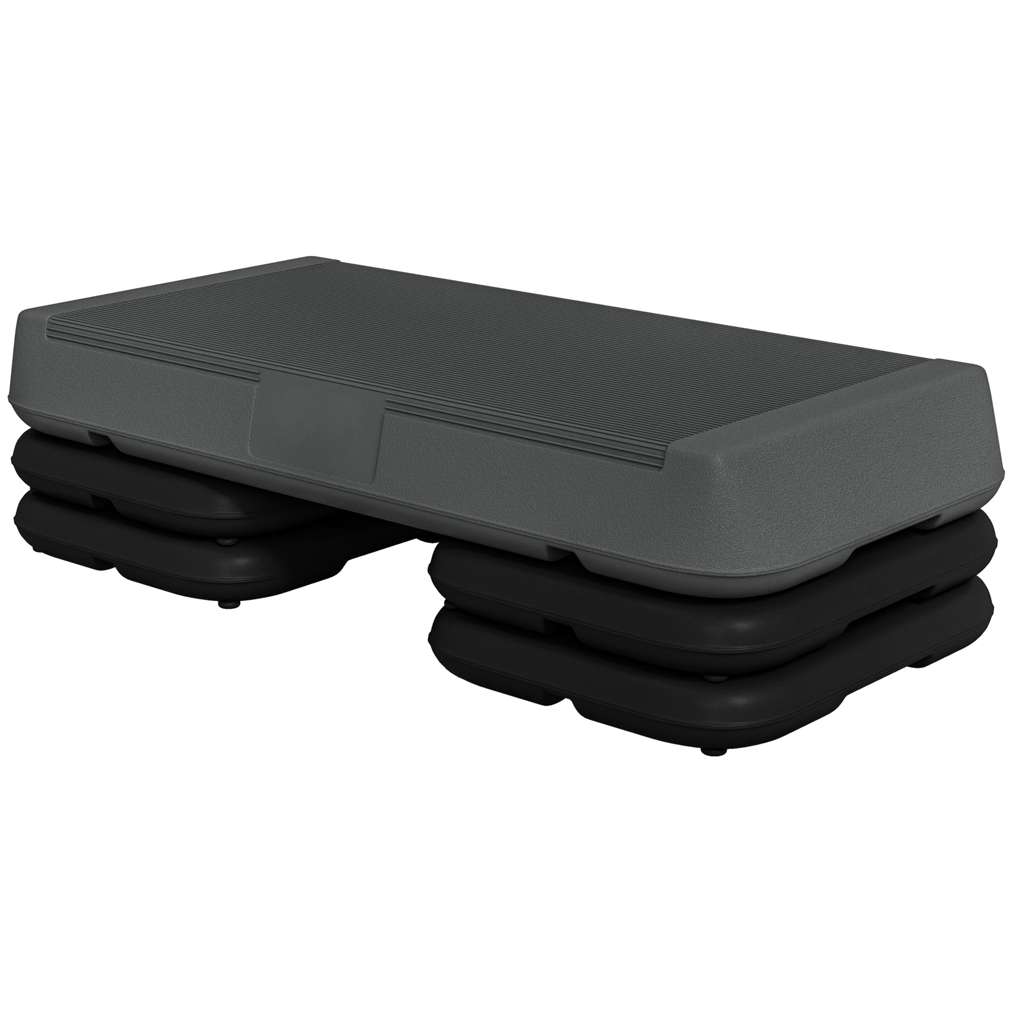 SPORTNOW Adjustable Height 3 Levels Aerobic Fitness Stepper 10/15/20 cm Non-Slip Plastic Surface, Gray