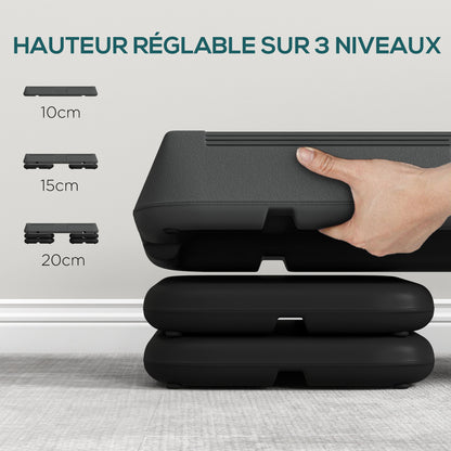 SPORTNOW Adjustable Height 3 Levels Aerobic Fitness Stepper 10/15/20 cm Non-Slip Plastic Surface, Gray