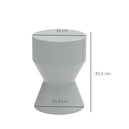 Ceramic Stool 120kg Capacity Ø33 x 45.5 cm Weatherproof Garden Stool in Hourglass Shape Side Table Plant Stand Footrest for Indoor Outdoor Camping Garden Balcony Light Gray
