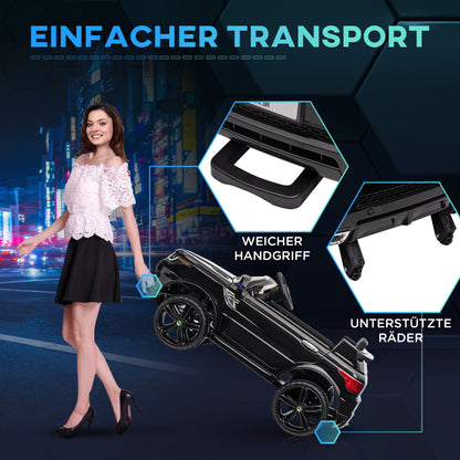 Kids Electric Car 12V Children's Vehicle with 2.4 GHz Remote Control, 2 Motors, Kids Car with Soft Start, Horn, Headlights, Electric Vehicle 5 km/h, for 3-5 Years Old Kids, Black