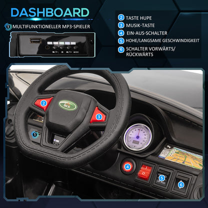 Kids Electric Car 12V Children's Vehicle with 2.4 GHz Remote Control, 2 Motors, Kids Car with Soft Start, Horn, Headlights, Electric Vehicle 5 km/h, for 3-5 Years Old Kids, Black