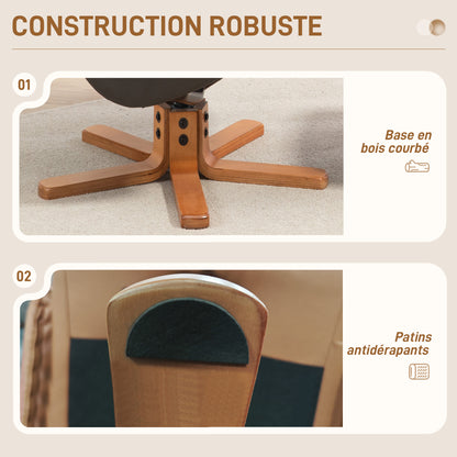 Relax Armchair with Footrest, Lounge Relax Armchair, Rocking Backrest, Reclining Armchair, Padded Seat, Synthetic Covering, Solid Wood Frame, Contemporary Design, Gray