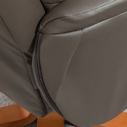 Relax Armchair with Footrest, Lounge Relax Armchair, Rocking Backrest, Reclining Armchair, Padded Seat, Synthetic Covering, Solid Wood Frame, Contemporary Design, Gray