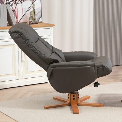 Relax Armchair with Footrest, Lounge Relax Armchair, Rocking Backrest, Reclining Armchair, Padded Seat, Synthetic Covering, Solid Wood Frame, Contemporary Design, Gray
