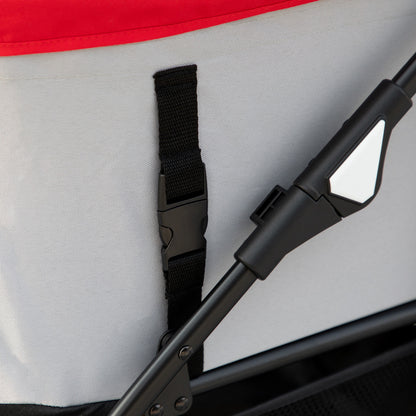 Folding 3-in-1 Pet Stroller for Small Dogs with Detachable Wagon, Storage Basket, Safety Straps, and Cushion Load 15 kg Red