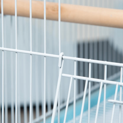 Bird Cage with Wheels Large 2-Level Aviary with Removable Trays Doors Feeders Perches for Canaries Budgies 51.5x50x140 cm Blue