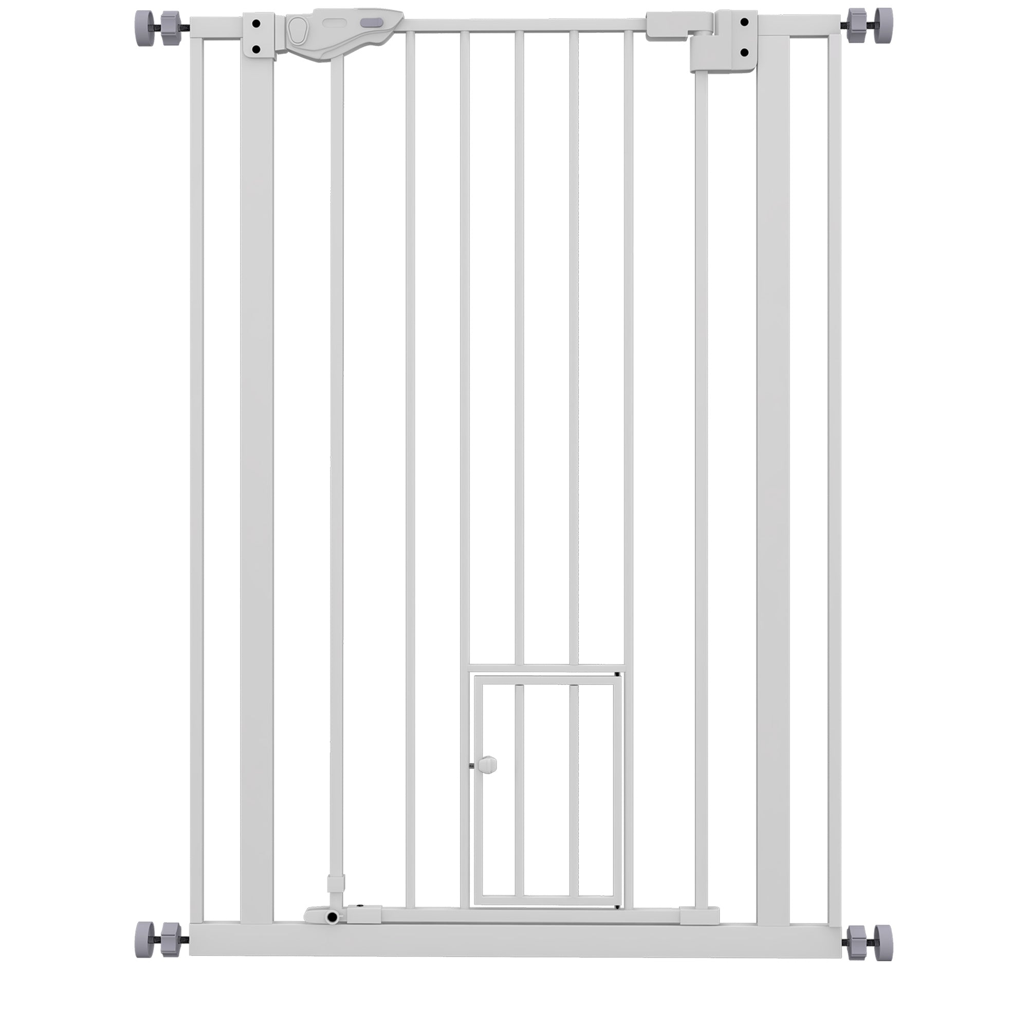 104H cm Pet Safety Gate with Automatic Closing Door Double Locking System without Drilling from 74 to 80 cm White Steel