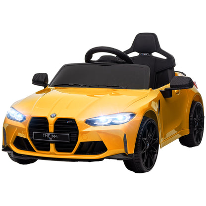 Kids Electric Car 12V Children's Vehicle with 2.4G Remote Control, Suspension, Soft Start, Electric Vehicle with MP3, USB, LED Lights, Horn, 3-5 km/h, for Children 3-5 Years, Yellow