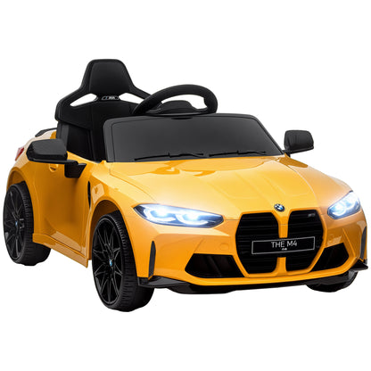 Kids Electric Car 12V Children's Vehicle with 2.4G Remote Control, Suspension, Soft Start, Electric Vehicle with MP3, USB, LED Lights, Horn, 3-5 km/h, for Children 3-5 Years, Yellow