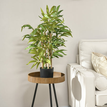 Artificial Bamboo Decorative Plant Height 60 cm - Trunk branches lichen leaves highly realistic pot included black green