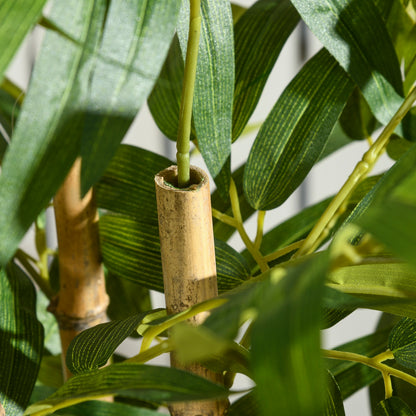 Artificial Bamboo Decorative Plant Height 60 cm - Trunk branches lichen leaves highly realistic pot included black green